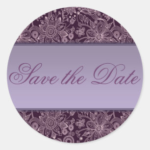Plum Floral Save the Date Aufkleber/Siegel Runder Aufkleber