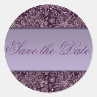 Plum Floral Save the Date Aufkleber/Siegel Runder Aufkleber