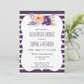 Plum floral Wedding Probe Dinner Einladung (Stehend Vorderseite)