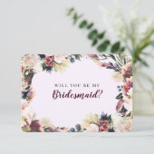 Plum floral werden Sie mein Vorschlag für eine Übe Einladung (Stehend Vorderseite)