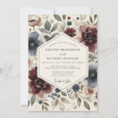 Plum Floral Whimsy Wedding Einladung (Vorderseite)