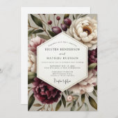 Plum Floral Whisper Wedding Einladung (Vorne/Hinten)