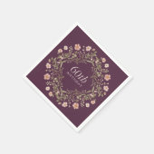 Plum Floral Wreath 60th Birthday Paper Napkins Serviette (Ecke)
