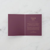 Plum Gold Celestial Photo Wedding Dankeskarte (Innenseite)