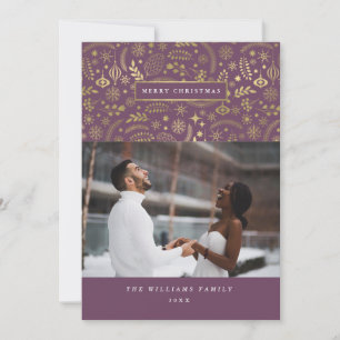 Plum + Gold Festivals Winter Foto Weihnachtskarten Feiertagskarte