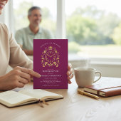 Plum Gold Ornate Clock Retirement Party Invite Einladung