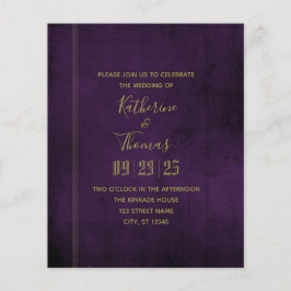 Plum & Gold Regal Wedding Einladung Budget Flyer