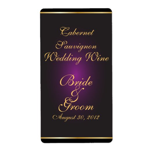Plum & Gold Wedding Wine Label (Vorne)
