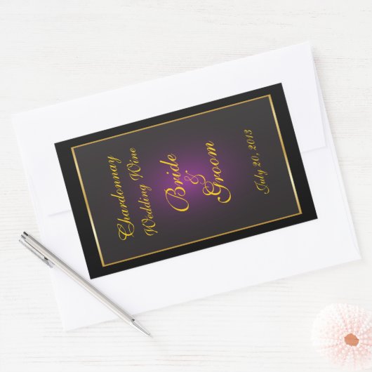 Plum & Gold Wedelweinetikett Rechteckiger Aufkleber (Umschlag)