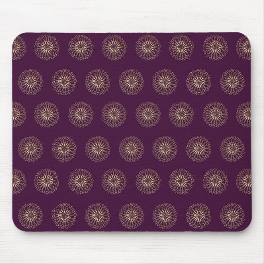 Plum | Golden Zinnia Flower Medallions Mousepad (Vorne)