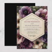 Plum Gothic Bloom Wedding Einladung (Vorne/Hinten)