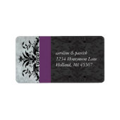 Plum Gray Damask Address Labels - Adressaufkleber (Vorne)