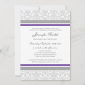 Plum Gray Damask Bat Mitzvah Einladungen (Rückseite)