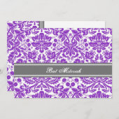 Plum Gray Damask Bat Mitzvah Einladungen (Vorne/Hinten)
