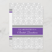 Plum Gray Damask Bridal Lunch Einladungskarten (Vorne/Hinten)