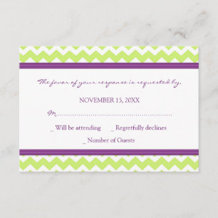 Plum Green Zickzack UAWG Wedding Card RSVP Karte