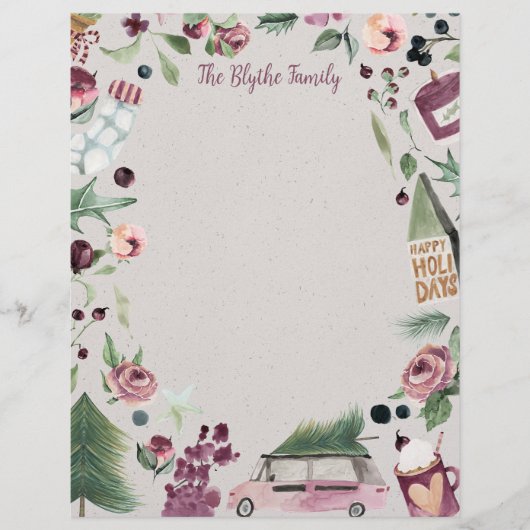 Plum Happy Christmas Letter Briefbogen (Vorderseite)