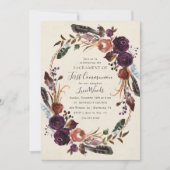 Plum Harvest Floral First Communation Einladung (Vorderseite)