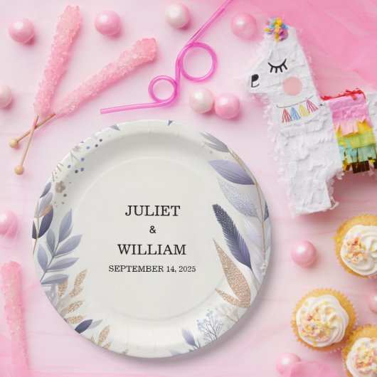 Plum Herbst Sommer Lavendel Sage Hochzeit Pappteller (Party)