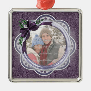 Plum Holiday Poinsettia Silbernes Ornament