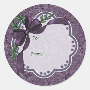 Plum Holiday Poinsettia Stickers