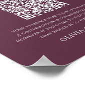 Plum Honeymoon Fund QR Code Wedding Sign Poster (Ecke)
