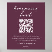 Plum Honeymoon Fund QR Code Wedding Sign Poster (Vorne)