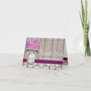 Plum Hydrangea Mit Monogramm Mason Jar DANK Dankeskarte