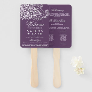 Plum Indian Paisley Wedding Program Fächer