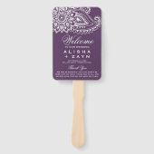 Plum Indian Paisley Wedding Program Fächer (Vorderseite)