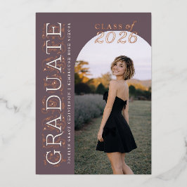 Plum Ivory Photo Graduation Rose Gold Folieneinladung