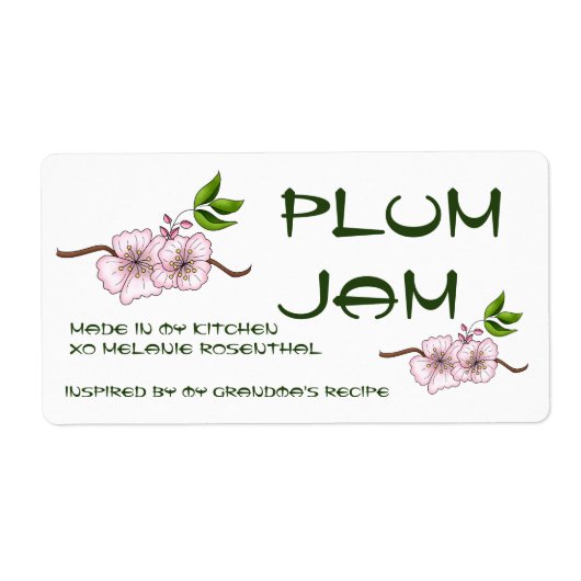 Plum Jam Jar Label (Anpassen) (Vorne)