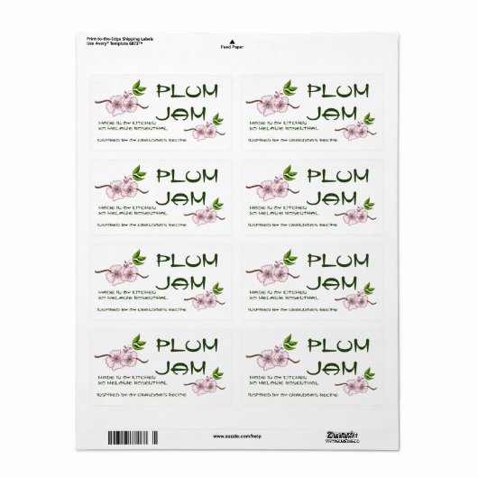 Plum Jam Jar Label (Anpassen) (Vorne)