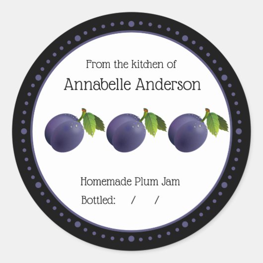 Plum Jam Modernes Minimalistisch Personalisieren Runder Aufkleber (Vorderseite)