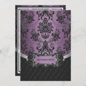 Plum Lapis Lila Black Damask Einladungen (Vorne/Hinten)