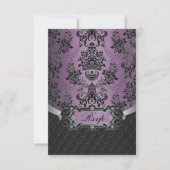 Plum Lapis Lila Black Damask RSVP Cards (Vorderseite)