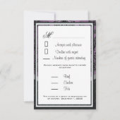 Plum Lapis Lila Black Damask RSVP Cards Karte (Rückseite)