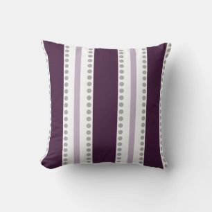 Plum Lavender White Stripes Gray Polka Dots   Kissen