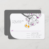 Plum Leaf Tree Love Bird Wedding Einladung (Vorne/Hinten)