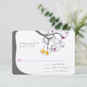 Plum Leaf Tree Love Bird Wedding Einladung (Stehend Vorderseite)