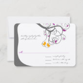 Plum Leaf Tree Love Bird Wedding Einladung (Vorderseite)