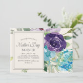 Plum Lila Blue Watercolor Blumenmutter Day Einladung (Stehend Vorderseite)