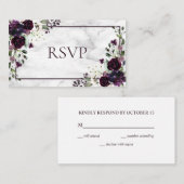 Plum Lila Blume Marble Herbst Winter Hochzeit UAWG Begleitkarte (Vorne/Hinten)