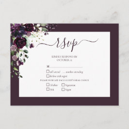 Plum Lila Blumenschrift Wedding RSVP Einladungspostkarte