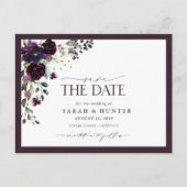 Plum Lila Blumenschrift Wedding Save the Date Einladungspostkarte (Vorderseite)