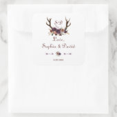 Plum Lila Blumenzange Hochzeit Quadratischer Aufkleber (Tasche)