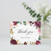 Plum Lila Blush Floral Wedding Vielen Dank Postkarte (Stehend Vorderseite)