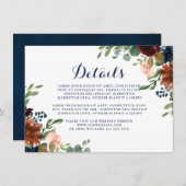 Plum Lila Blush Pink Botanische Blumendetails en Begleitkarte (Vorne/Hinten)