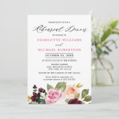 Plum Lila Blush Pink Botanische Probe Abendessen Einladung (Stehend Vorderseite)