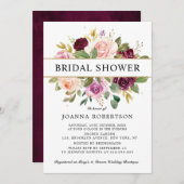 Plum Lila Blush Pink Botanisches Brautparty Einladung (Vorne/Hinten)